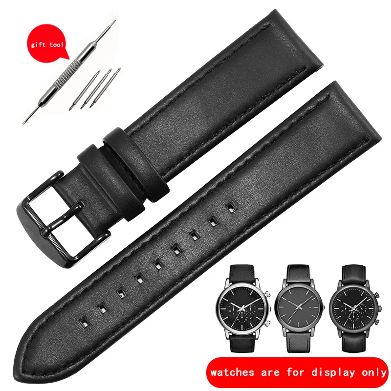 

Replacement Strap For Armani AR1692 1694 1732 1828 2075 AX2098 Black Genuine Leather Watchband 20mm 22mm Men's Wristband