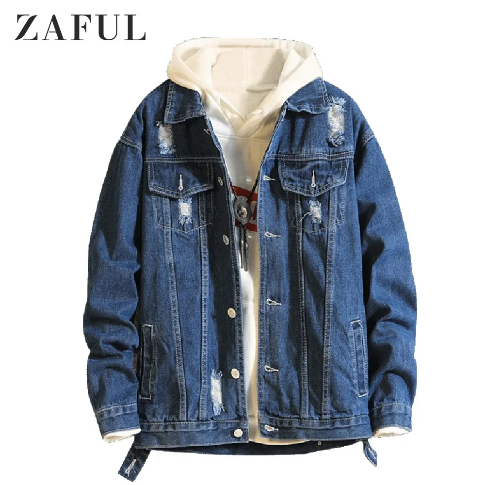 ZAFUL джинсовые куртки пальто мужская верхняя одежда со съемным эффектом зима 2019