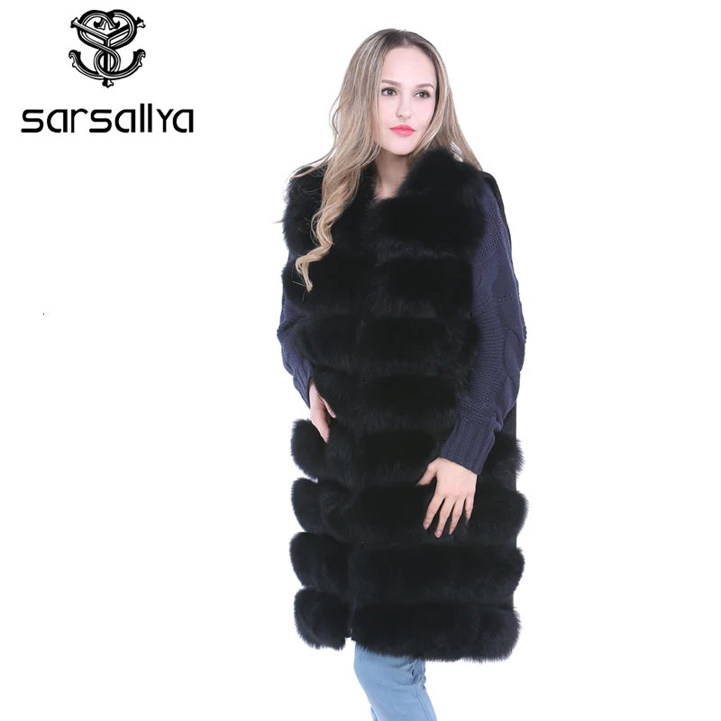 Sarsallya Для женщин натуральным лисьим Мех жилет Женская зимняя обувь осень