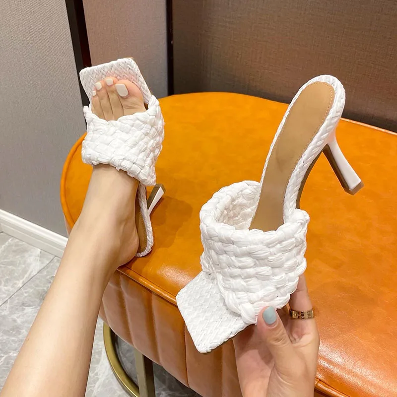 

Women Shoes High Heels Weave Women Pumps Sandals 2021 Women Heels Sandals Women Summer Footwear High-Heeled Slippers