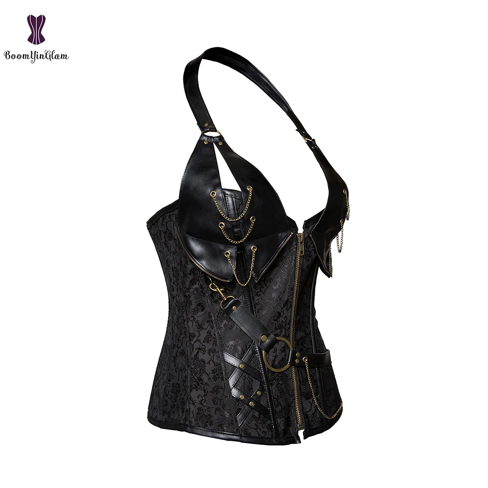 Halterneck корсет стимпанк в готическом стиле Korse размера плюс 6XL спираль сталь Boned Korsett
