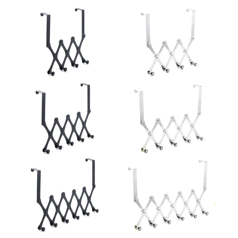 

Door Rear Hanging Retractable Hook Metal Finish Coat Rack Clothes Pegs Simple Design Decorative Household Storage