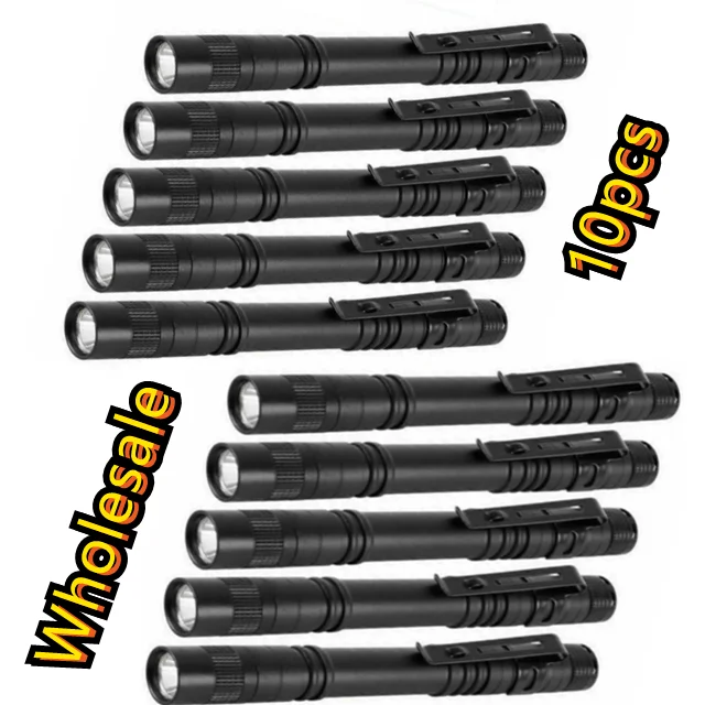 

10pcs XPE Portable Mini LED Flashlight Pen Waterproof Clip Pocket Lamp Household Hiking Emergency Camping Light