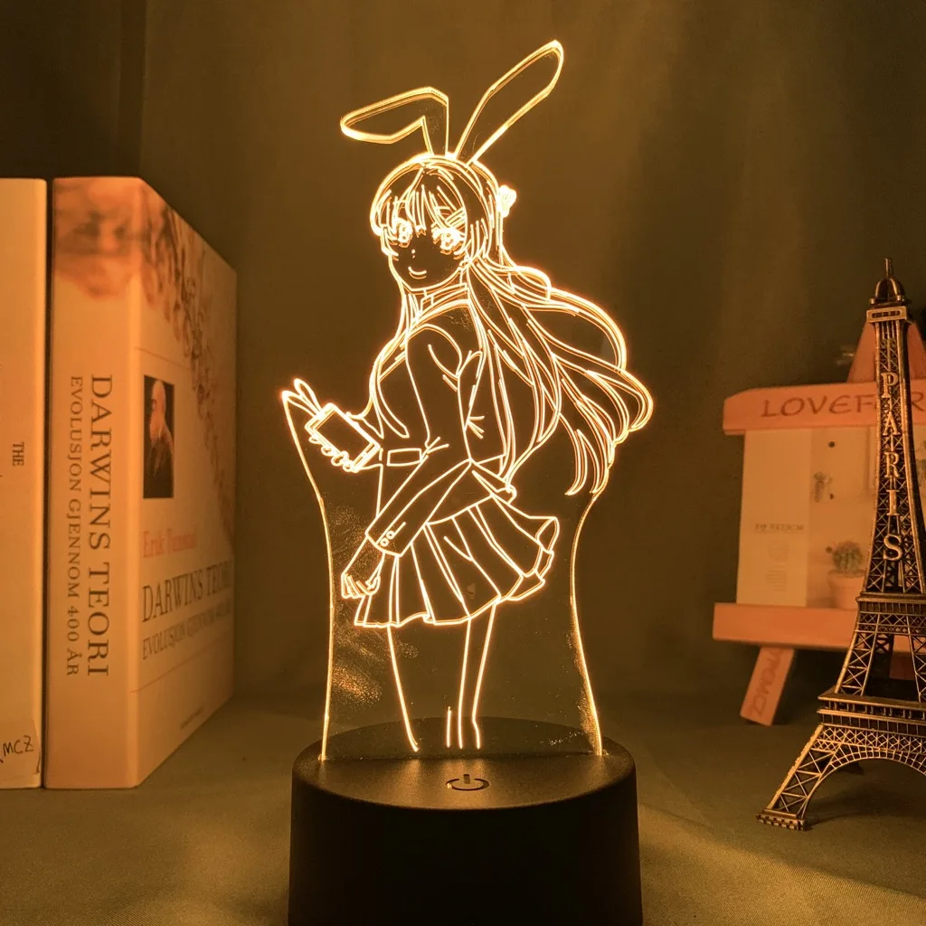 

Anime Waifu Mai Sakurajima Led Night Light for Bedroom Decor Mai Light Gift for Friend Sakurajima Bunny Girl Led Lamp Anime Gift