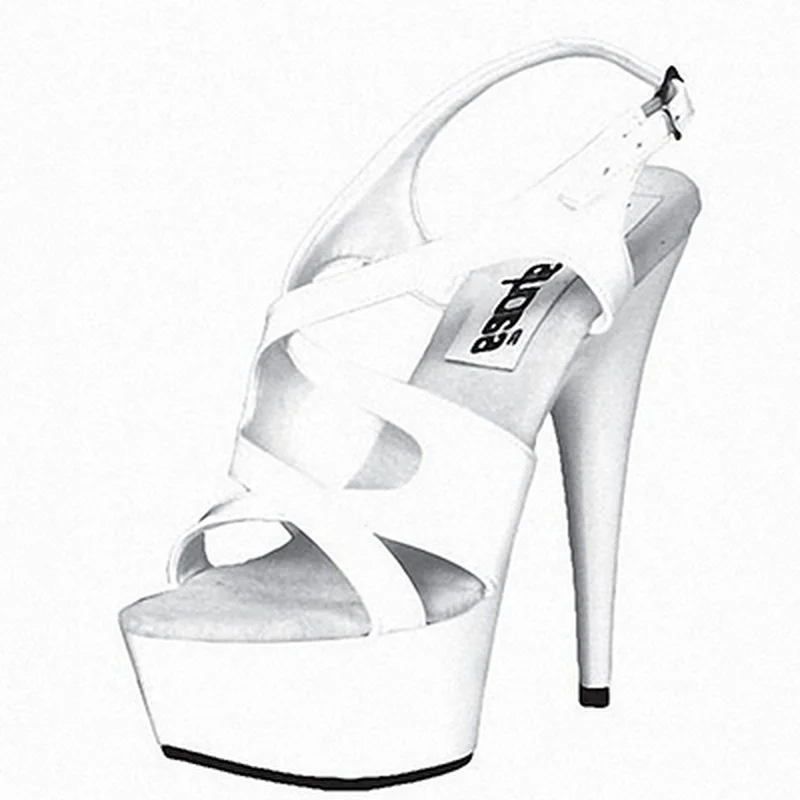 

Mclubgirl 15cm Heels New Pure Color Fish Mouth Night Club Performance Shoes Sandals Thin Heel Stage Shoes Large Shoes LYP