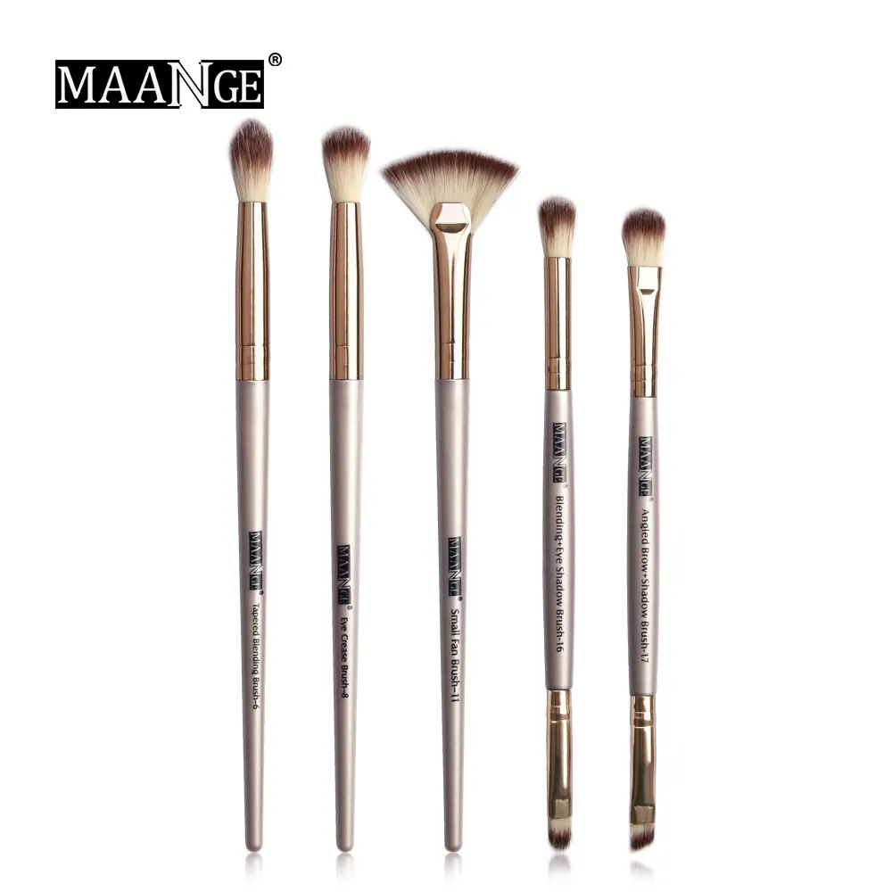5pcs-brown MAANGE новые толстовки с надписью «Make Up щетки 3 состоит из 12 штук, профессиональное смешивание теней для век бровей вентилятор кисти для макияжа Красота набор для макияжа - Handle Color: 5pcs-brown
