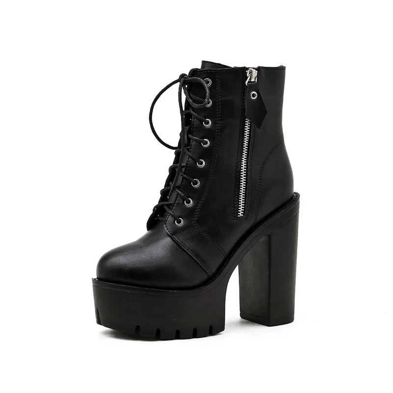 

Женские ботинки из лакированной кожи, на высоком каблуке