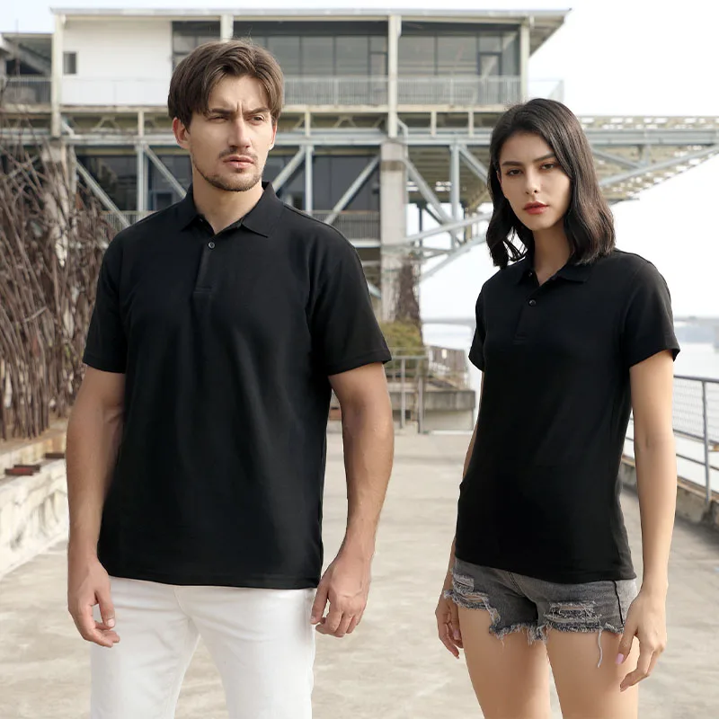 

210g40 cotton double yarn bead ground Lapel Short Sleeve Polo