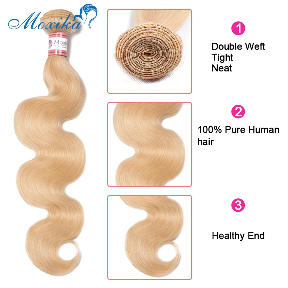 Moxika 613 блонд перуанские объемные волнистые волосы remy 4 пряди человеческие волосы блонд плетение 8-26