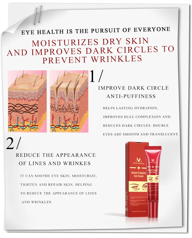 

MeiYanQiong Eye Cream Remove Dark Circles Anti Puffiness Anti-Aging Moisturizing Collagen Firming Brighten Eye Care Skin 15g