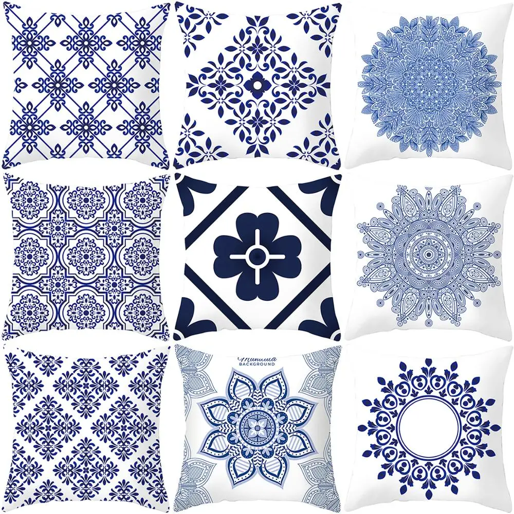 

Zerolife Selling Blue Geometry Cushion Covers Decorative Pillows bed Throw Pillowcases 45X45cm Covers For Home Decor Sofa Chair