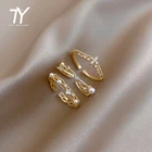 Женское кольцо с золотым цирконием, элегантное кольцо в Корейском стиле, свадебвечерние открытое Универсальное кольцо, 2020