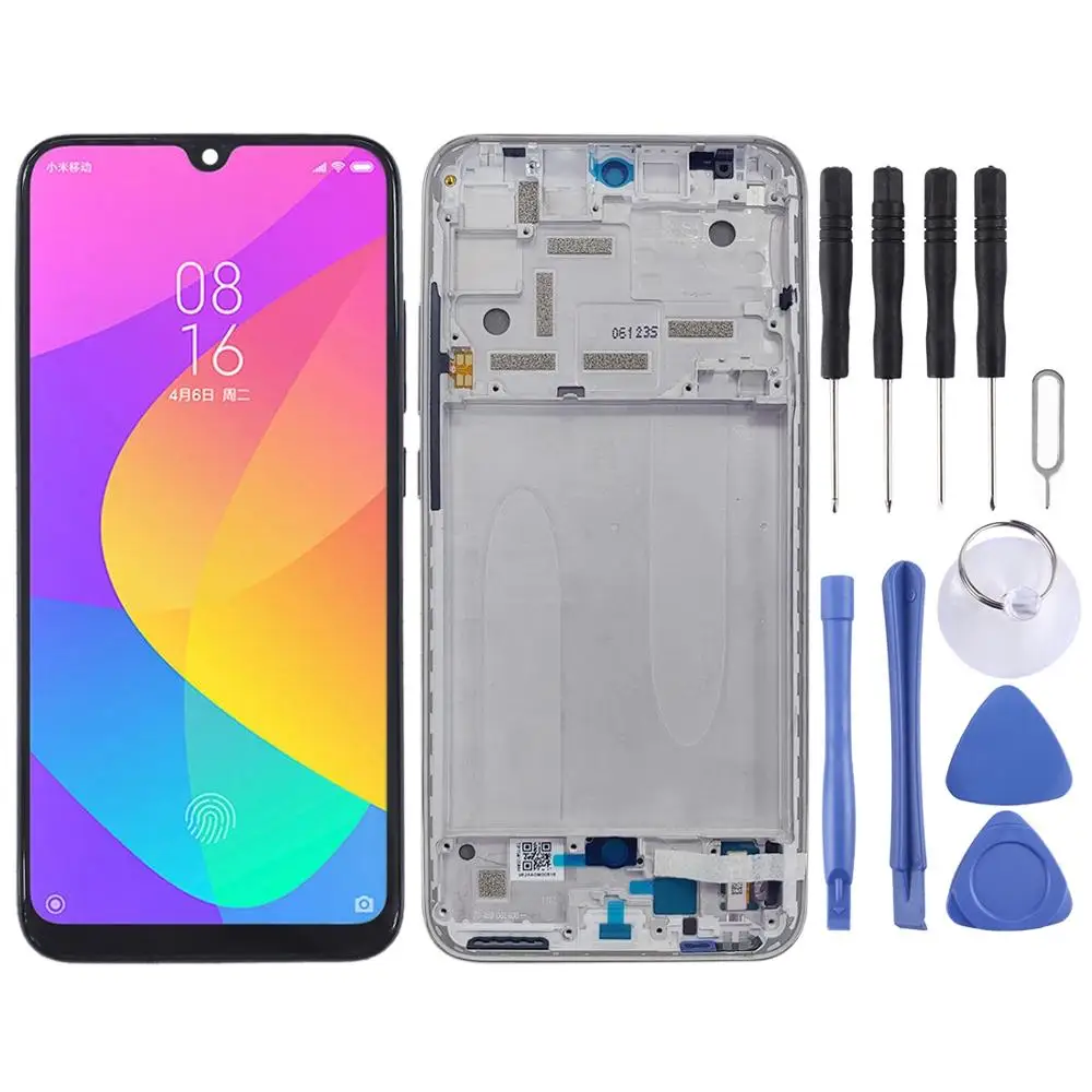 ЖК экран и дигитайзер в сборе с рамкой для Xiaomi Mi CC9e / A3 (серебристый)|Экраны
