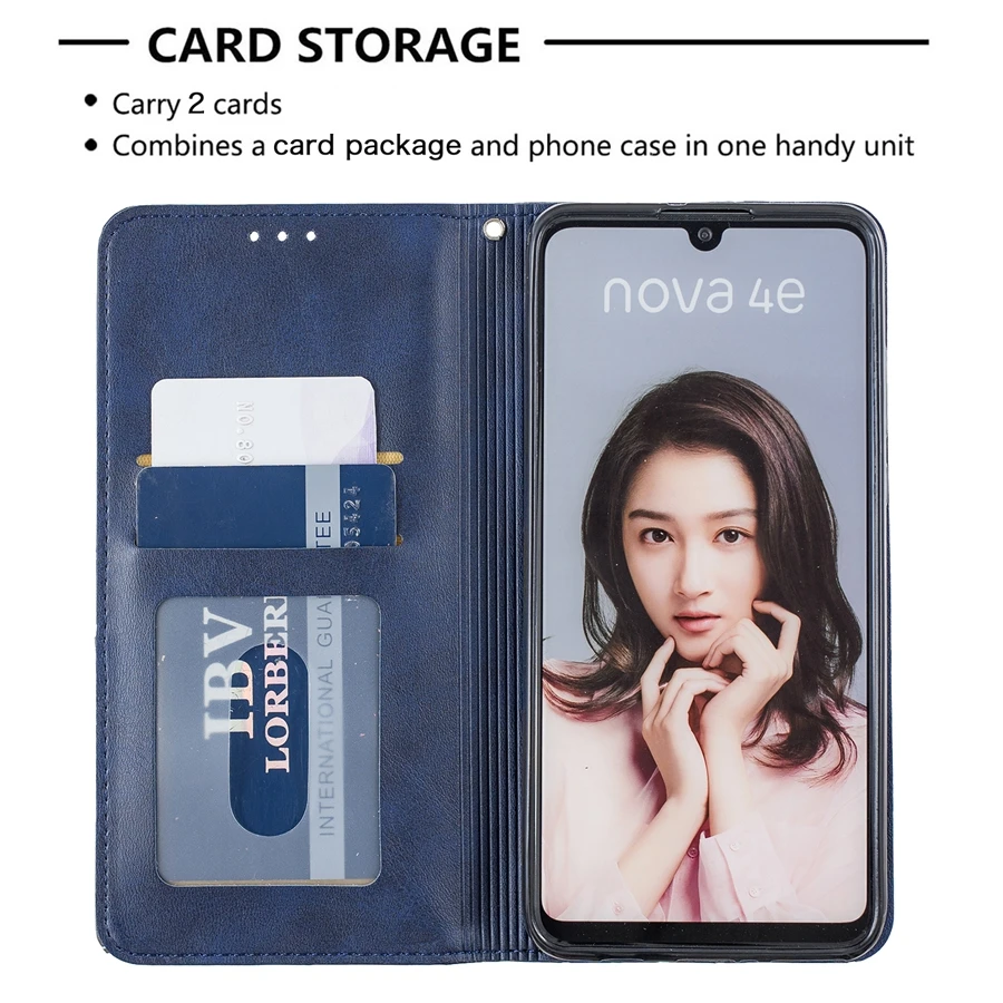 Diamond Dark Magnetic Leather Wallet Case For Huawei P50 Pro P40 Lite P30/P20 Lite/Pro P Smart 2021 Mate 30 Lite Y5P Y6P Y7P Y7A