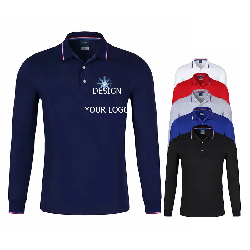 Дизайнерская Классическая рубашка поло с длинным рукавом и отложным