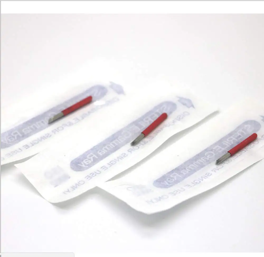 Eyebrow Tattoo Needle 50PCS Microblading Shading Bevel 19Round for Manual Semi Permanent Makeup Fog Blades | Красота и здоровье