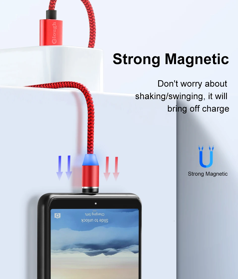Elough El360 Магнитный зарядный Usb C кабель для iPhone 7 plus зарядное устройство мобильного телефона магнит зарядное устройство Micro USB кабели Тип C провод