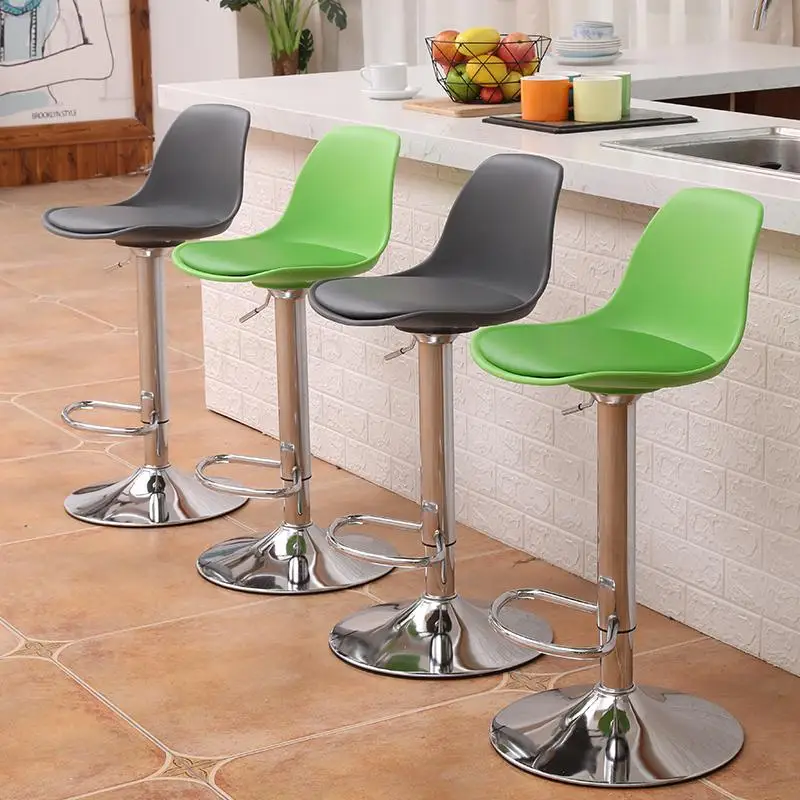 Пластиковый барный стул подъемный современный минималистичный высокий спинка