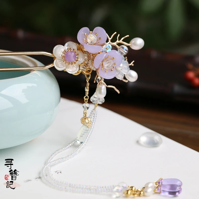 Женский винтажный головной убор ручной работы с синими бусинами и кисточками в