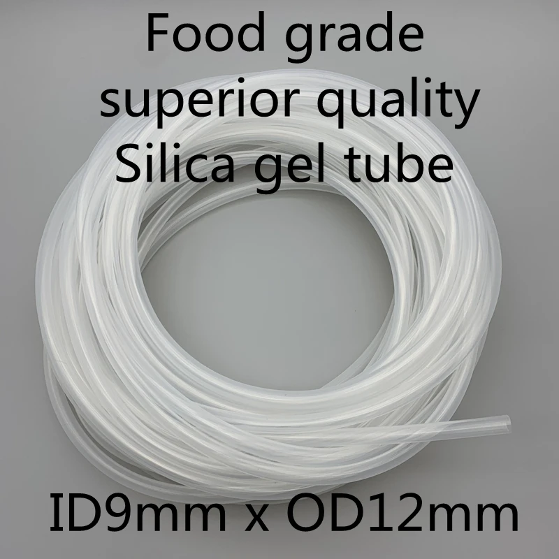 

9x12 Silicone Tubing OD 12mm ID 9mm Food Grade Flexible Drink Tubing Pipe Household Temperature Resistance Nontoxic Transparent