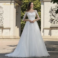 roseca ye a line long sleeves ivory wedding dress dresses for women boat neck robe de mariee bridal beach boho vestidos gown