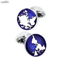laidojin mens suit shirt cufflinks high quality round blue cuff links business gift cuff accessories brand cuff buttons