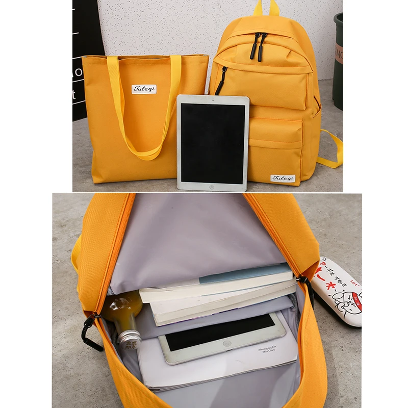 Рюкзак Для женщин холст 4 шт./компл. рюкзак Новая мода mochila feminina Подростковая сумка через плечо для девочек рюкзаки женские сумки