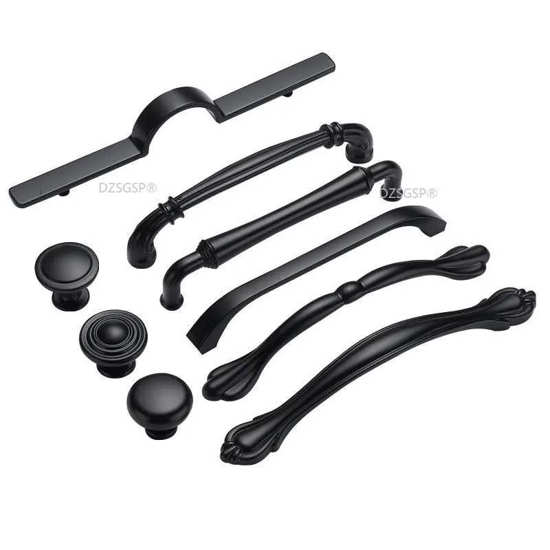 Дверная мебельная фурнитура: ручка для кухонного шкафа из цинкового сплава, черная, выдвижная подставка для шкафа, современная ручка для корпуса типа U.