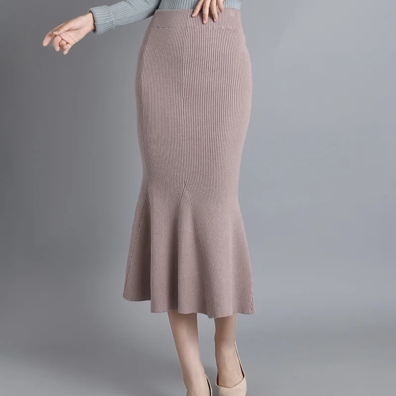 Женская трикотажная юбка с завышенной талией ALKMENE облегающая выше колена на