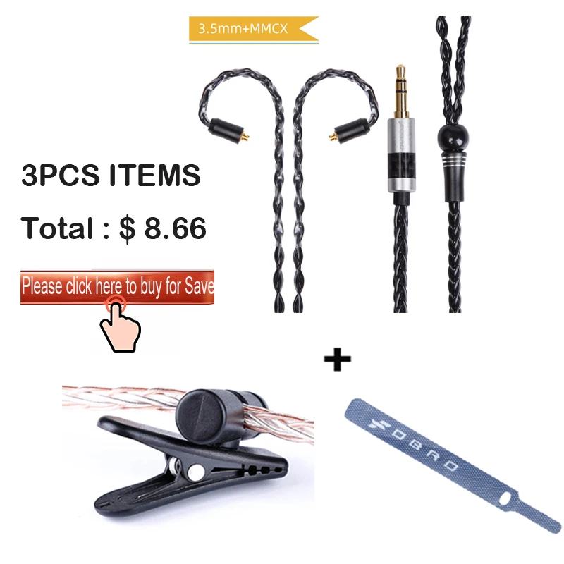 MMCX 3.5 Clip Tie FDBRO MMCX Серебристые наушники кабель 8 Core с серебряным покрытием обновления кабель углеродного волокна 2Pin 2,5/3,5/4,4 сбалансированный кабель для SE846 SE535 - Цвет: MMCX 3.5 Clip Tie
