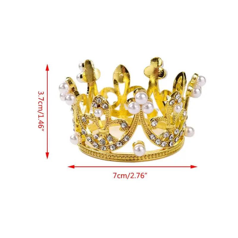 Мини Круглая Корона Стразы жемчужная тиара торт Топпер Детские аксессуары для