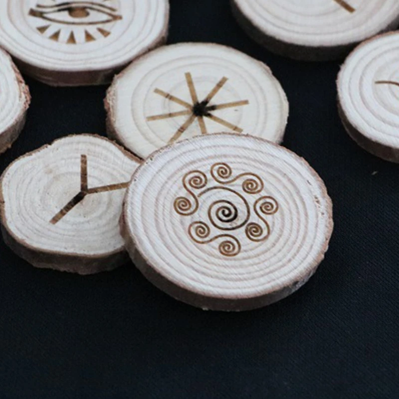 

13Pcs/Set Handmade Wooden Viking Natural Runes Kit Symbols Beads Gypsy Rune Divination Sign Wizard Ritual Props With Cloth Bag