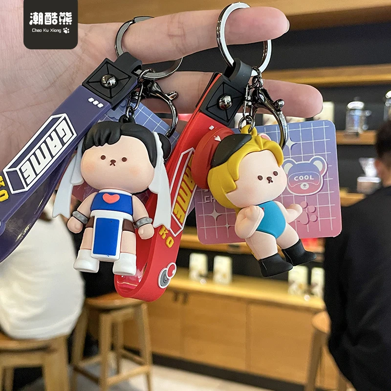 

New Style Fashion personality trend Q version of Street Fighter doll key chain bag car pendant accessory jewelry wholesale
