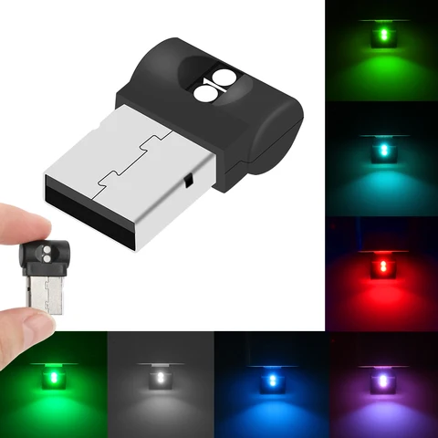 Миниатюрный светодиодный автомобильный светильник USB, освещение для создания атмосферы в салоне автомобиля, аварисветильник освещение, поликарбонасветильник цветной декоративный светильник, автомобильный аксессуар