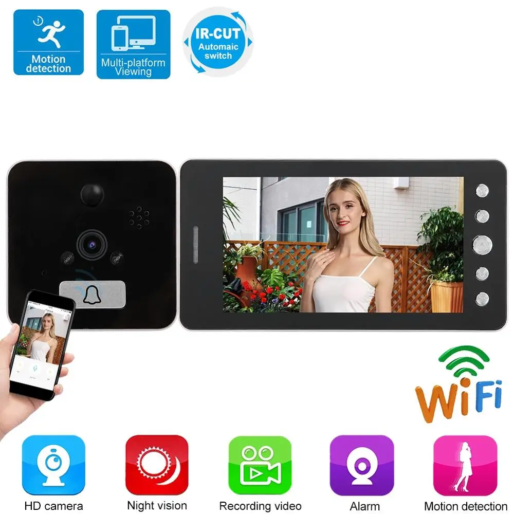 5 дюймовый умный Видеозвонок для домашней безопасности 1080P с Wi Fi дверной звонок