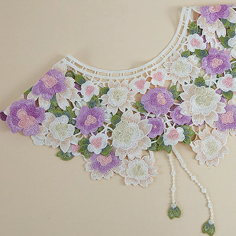 

Women Embroidery Necklace Choker Blouse Tops Neck Shawl Detachable Collars Girls Lapel Fake False Collar Decorative Floral
