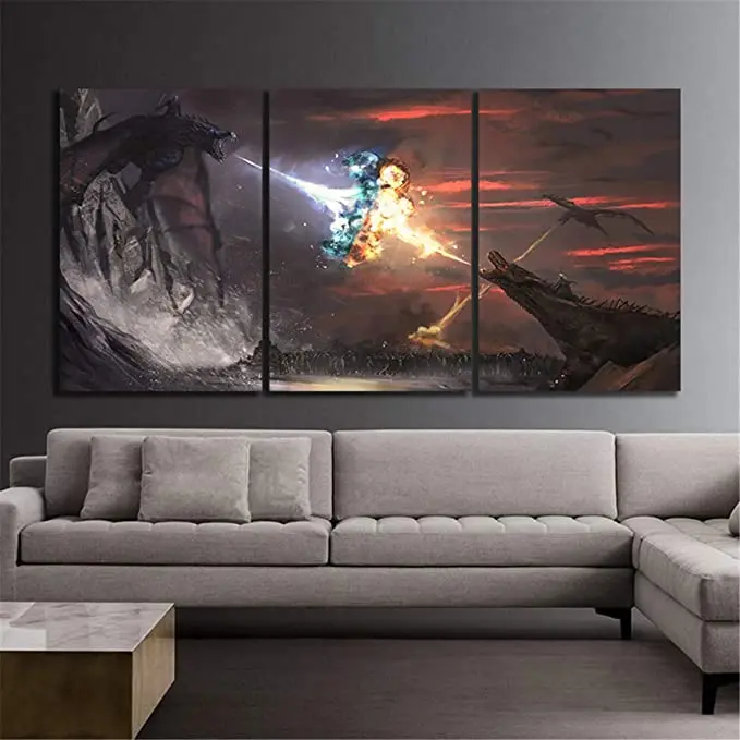 Печать на холсте постер декор для комнаты 3 шт. игра холст настенное искусство лед