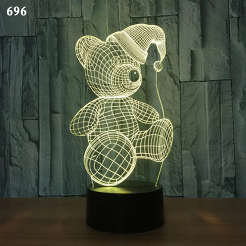 Hat bear 3D светильник s Мультфильм настольная лампа светодиодный Сердце Медведь USB современный декоративный Настольный светильник Ночной светильник подарок на день рождения Рождественский Декор - Испускаемый цвет: Hat bear