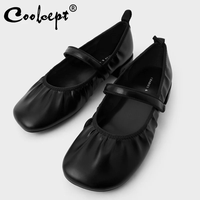 

Coolcept 2021 New Women Flats Square Toe Slip On Flat Heel Solid Color Casual Summer Fashion Outdoor Ladies Footwear Size 34-40