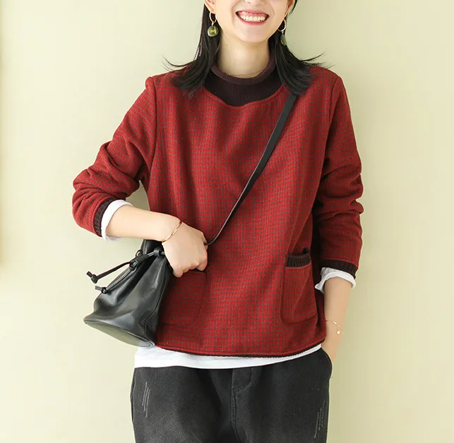 Женские свободные флисовые толстовки повседневные теплые кофты в стиле ретро с