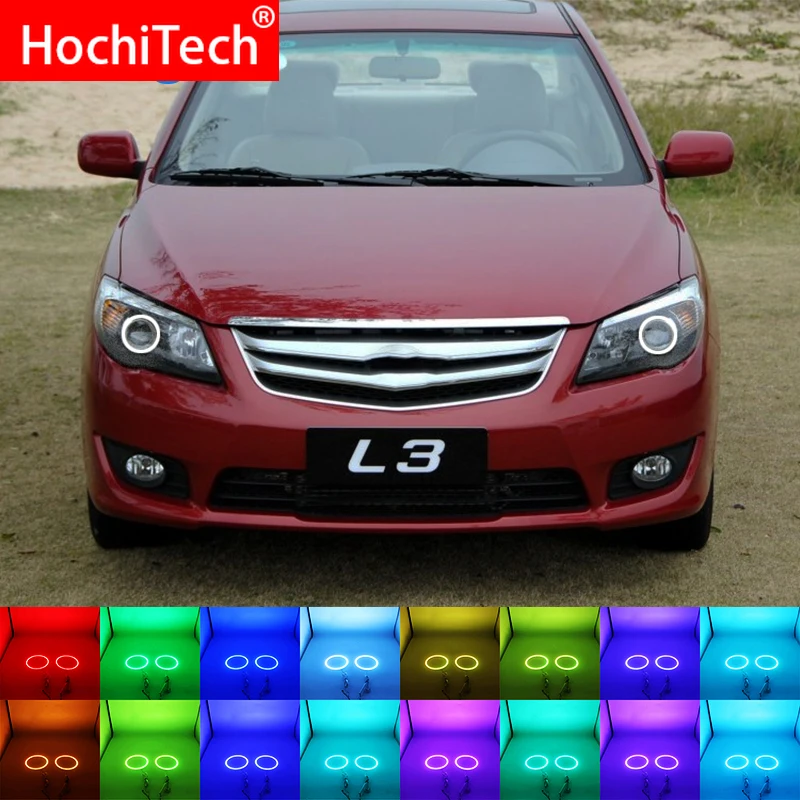 

Latest Headlight Multi-color RGB LED Angel Eyes Halo Ring Eye DRL RF Remote Control For BYD L3 2010 2011 2012 2013 Accessories