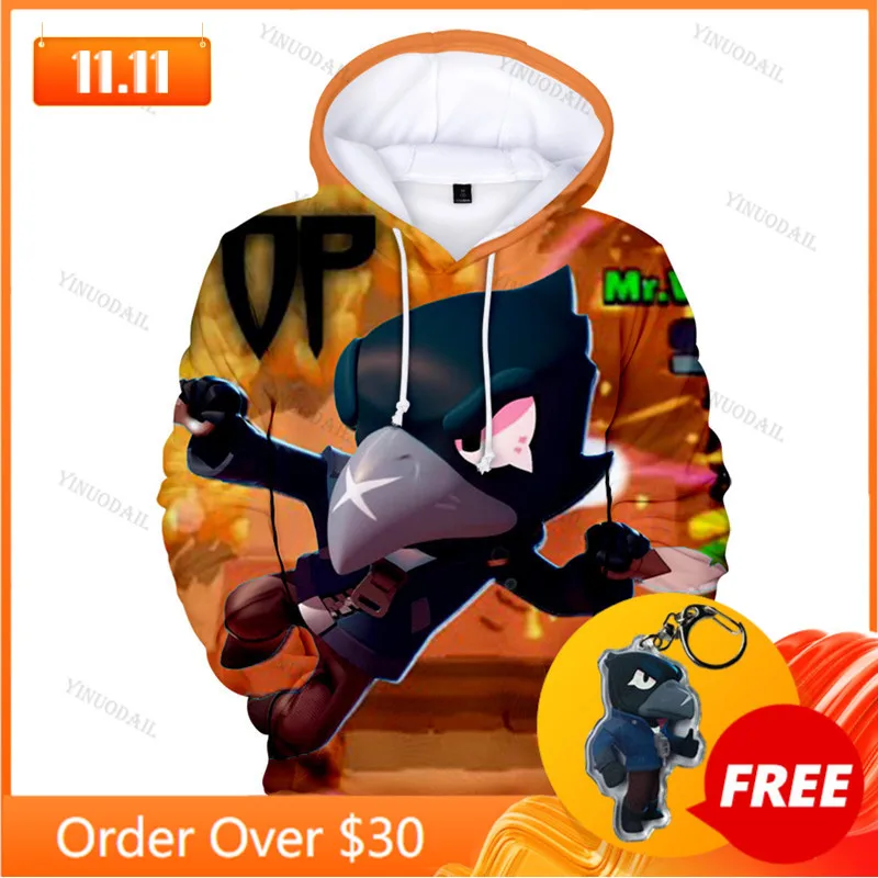 

Shooter Game 3D Print Hoodies Men Clothing Harajuku Sweatshirt Children Cute Crow Shoot Kids Thin Child Tops Boys Girls