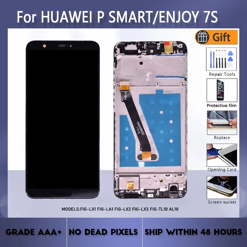 

For HUAWEI P smart/Enjoy 7S FIG LX1 LA1 LX2 LX3 TL10 AL100 LCD screen assembly with front case touch glass, original Black White