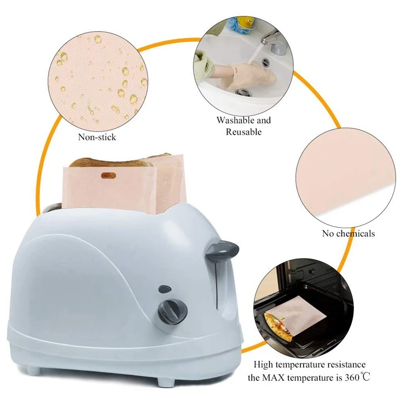 10 шт. многоразовые мешки для тостера антипригарные сэндвичей и моющиеся