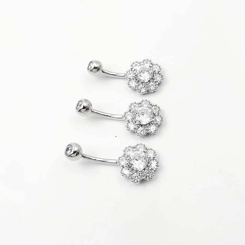 925 стерлингового серебра сливы цветов пупка пирсинга кольца украшения тела