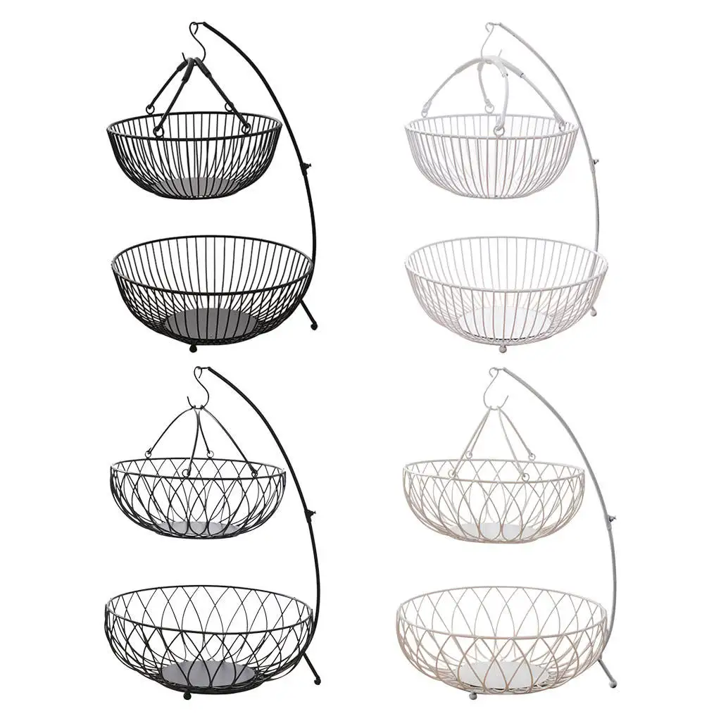 

Creative Double Layers Fruit Basket Storage Shelf Display Rcak Household Multipurpose for Cafe Restaurant Party Home Decor