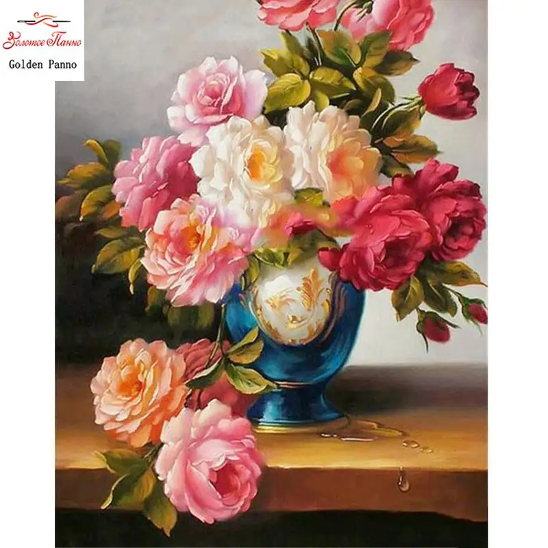 Square Diamond Diamond Painting Peony Set Diamond Embroidery Flower Cross Stitch Home Decoration