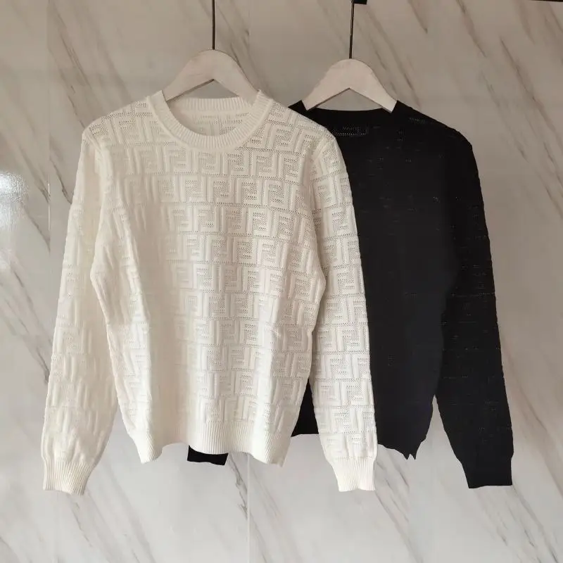 

2021 Summer New Letter Hollow Knit Sweater Pullover Casual Women's Jacket Ice Silk Round Neck Thin Section
