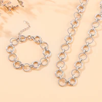 dubai luxury round jewelry sets lock bracelet for women necklace bohemian twist chunky choker chain