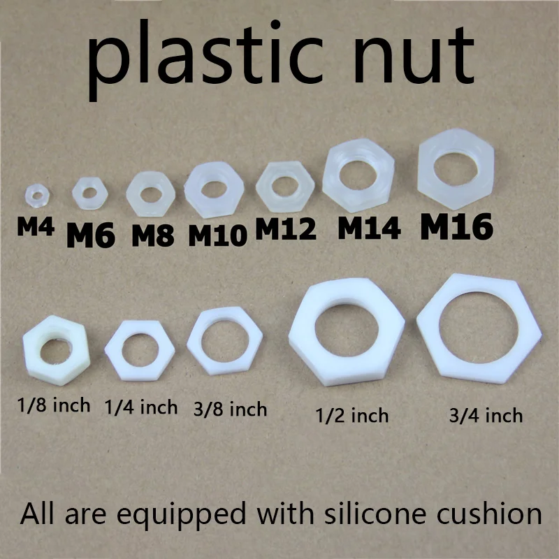 

Пластиковые гайки пластиковая винтовая гайка, нейлоновая фиксирующая гайка, наружная Шестигранная фиксирующая гайка, Кремниевая шайба Тру...